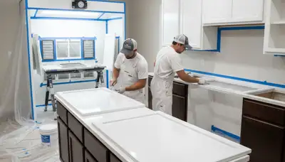 Professional cabinet painting service in Tampa FL kitchen by expert house painters