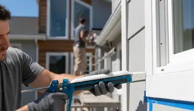 Professional caulking and sealing on Tampa FL home exterior for storm and humidity protection