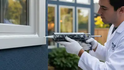 Professional caulking and sealing on Tampa, FL home exterior for weatherproof house protection