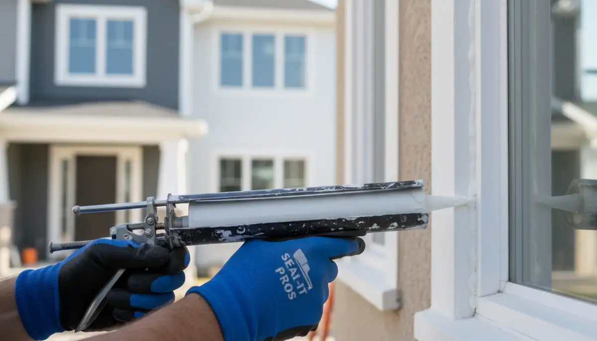 Professional caulking and sealing on Tampa, FL home exterior for weather and water protection