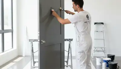 Professional door painting service in Tampa, FL showcasing expert exterior refinishing craftsmanship