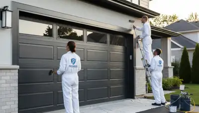 Professional garage door painting service in Tampa, FL enhancing home curb appeal and weather protection