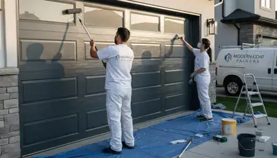 Professional garage door painting in Tampa FL enhancing curb appeal with durable weather-resistant finish