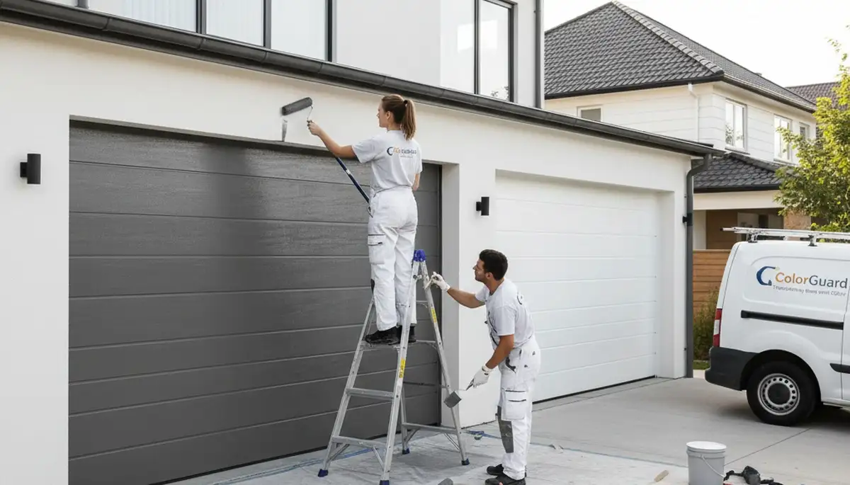 Professional garage door painting in Tampa FL enhancing curb appeal with durable exterior finishes