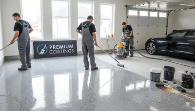 Epoxy garage floor coating in Tampa FL by professional house painters for durable, glossy finish