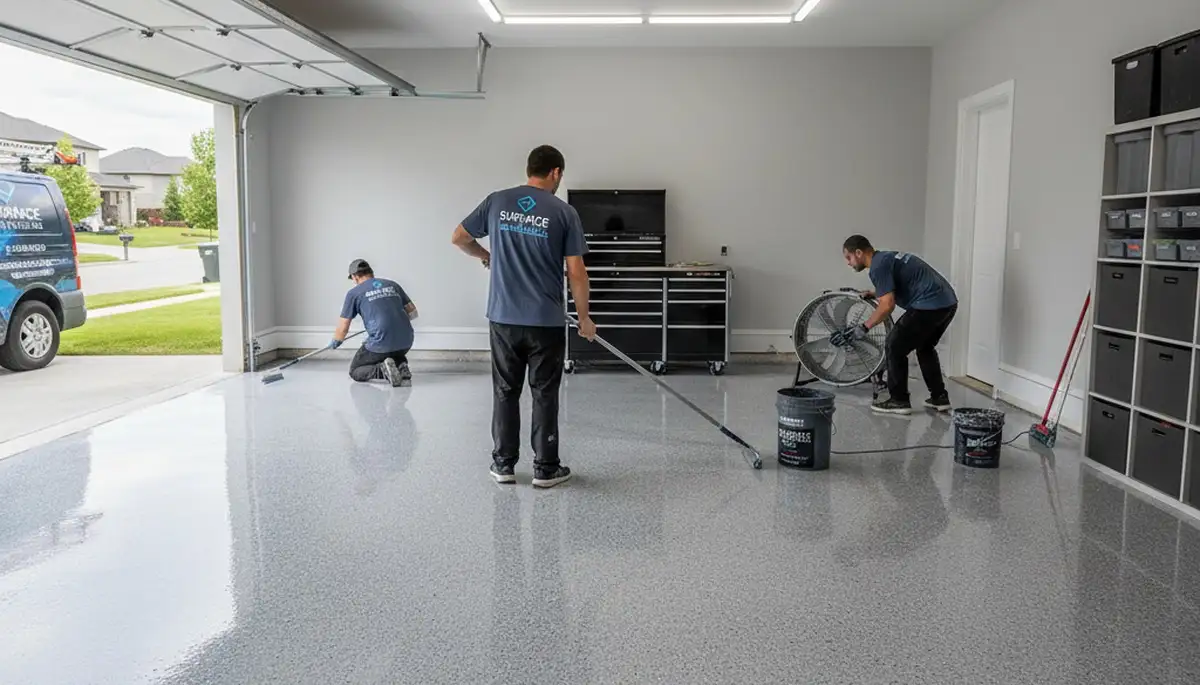 Epoxy garage floor coating by professional painters in Tampa FL for durable residential surfaces