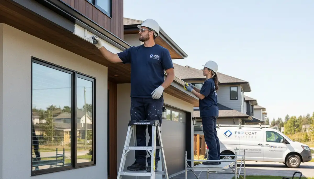 Professional gutter painting on a Tampa FL home by expert house painters for lasting exterior protection