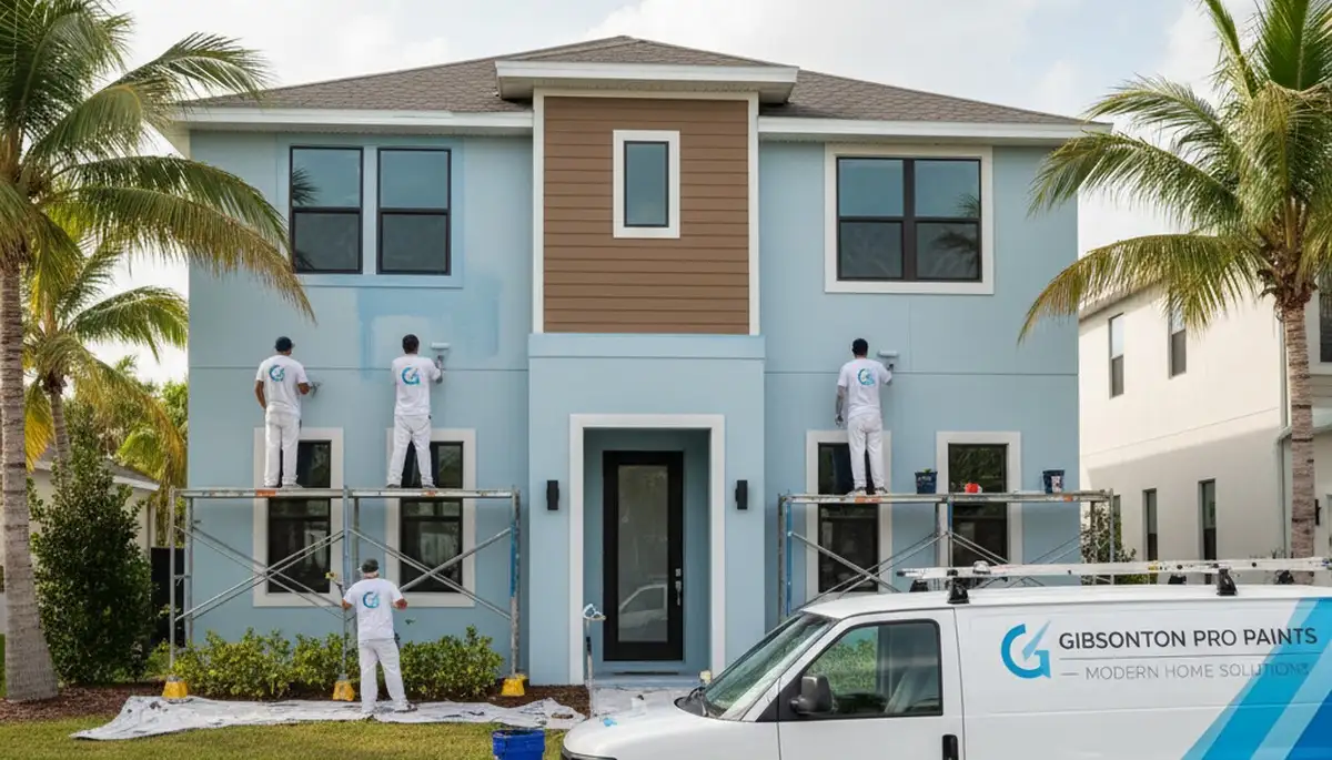 Professional house painting contractors in Tampa FL refreshing home exterior with high-quality paint