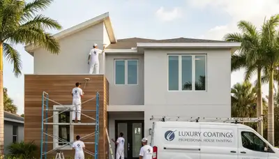 Professional house painters restoring home exterior in Tampa FL