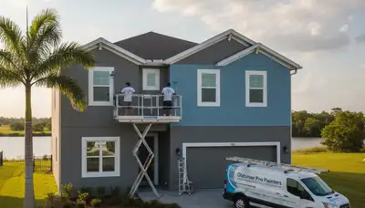 Professional house painters working on exterior home painting in Tampa FL