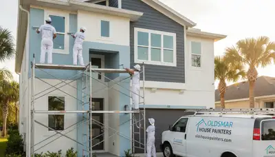 Professional house painters improving home exterior in Tampa FL