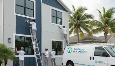 Professional house painters improving home exterior in Tampa FL