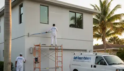 Professional house painters working on exterior home in Tampa, FL