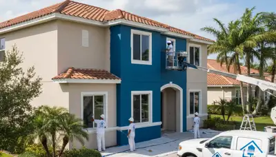Professional house painters in Tampa, FL delivering exterior painting services on a residential home