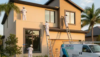 Professional house painters working on exterior home in Tampa, FL