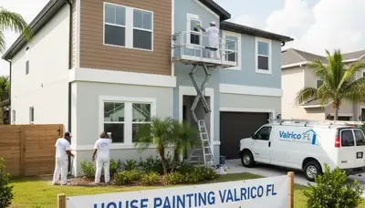 Professional house painters in Tampa FL applying exterior paint to a residential home façade