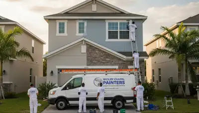 Professional house painters working on residential exterior in Tampa, FL