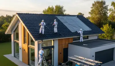 Professional roof painting and coating on a Tampa FL home for sun and storm protection