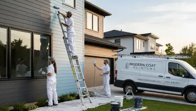Professional siding painting on a Tampa FL home exterior by expert house painters