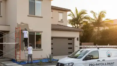 Professional stucco repair on Tampa FL home exterior by local painting and restoration experts