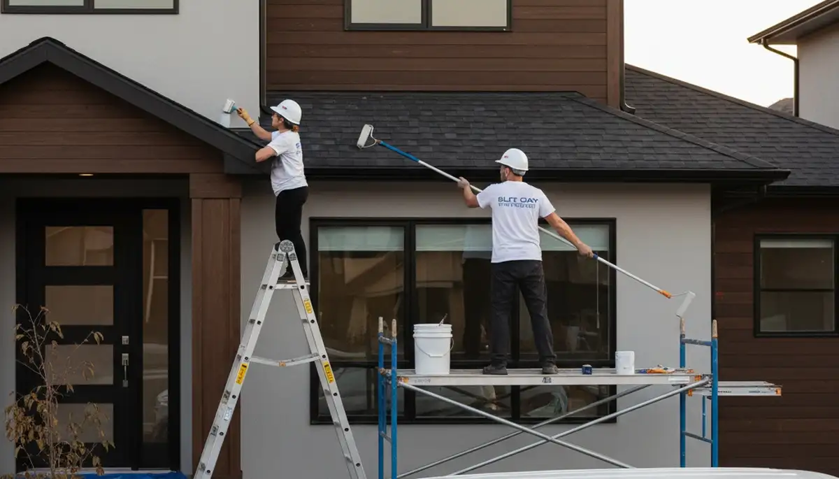 Professional trim and fascia painting on Tampa FL home exterior by expert local house painters