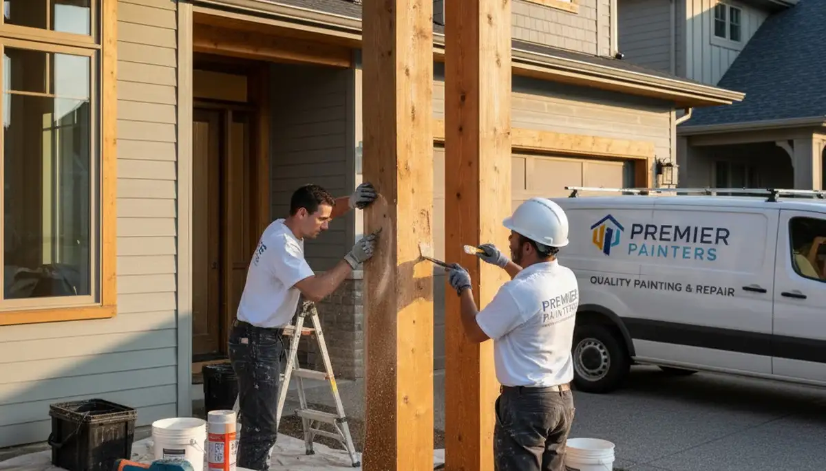 Professional wood rot repair and painting on a Tampa FL home exterior by local restoration experts